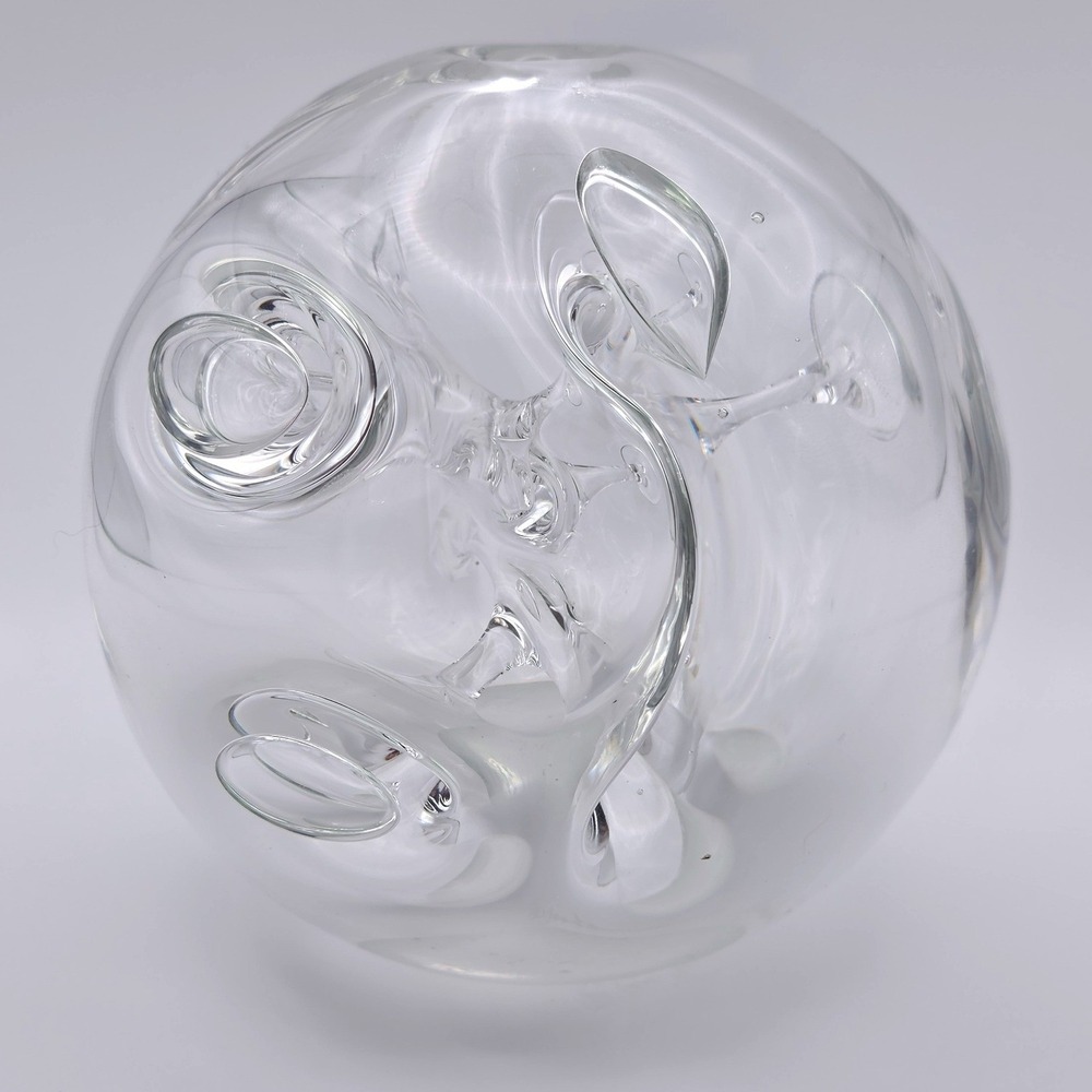 Artist Signed Modern Art Glass Paperweight Clear Fair 2003 Sculpture